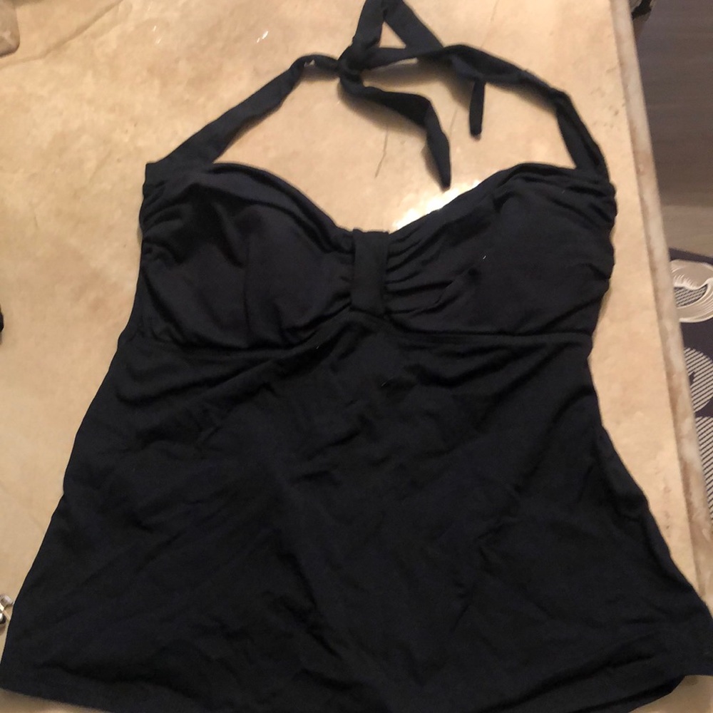 Black Tankini top only. Padded bra top, tie closure. size 12